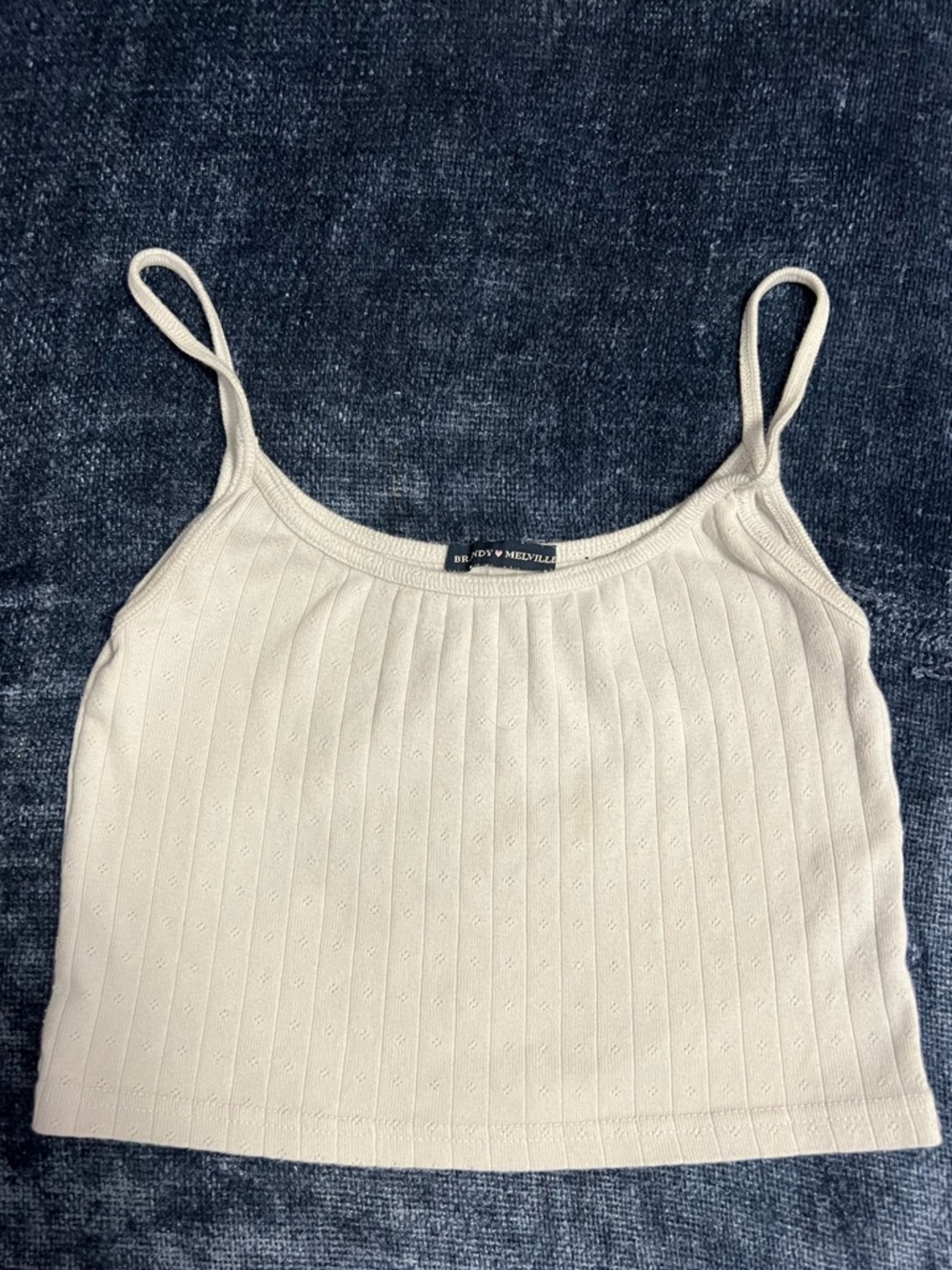 Brandy Melville Women’s White Ribbed Cropped Cami - One Size